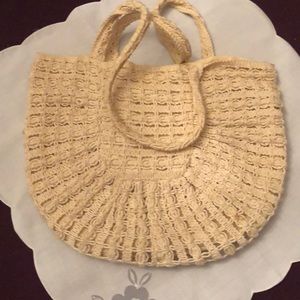 Crochet Styled Handbag in Beige